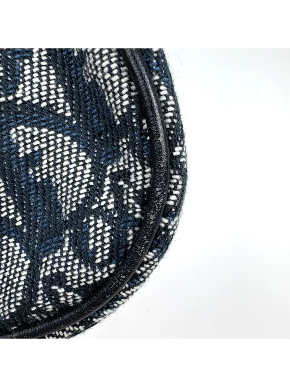 Dior Trotter Pattern Saddle Pouch Canvas Navy